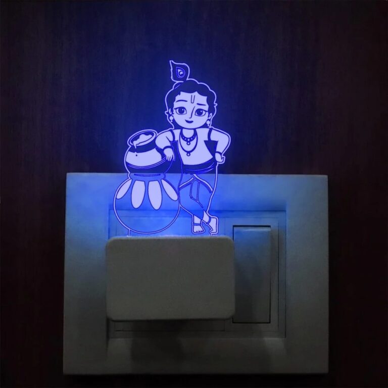 Lord Krishna 3D Illusion Night Lamp - Color Changing LED Plug Lamp for Bedroom Decor